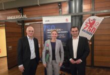 Impulse statt Jammern Olaf Tünkers, Vorsitzender UVR, Dr. Bettina Warnecke, Landrätin Kreis Mettmann und Hakan Cetin, Geschäftsführer UVR beim UVR Neujahrsempfang 2026, Bild: Alexander Heinz