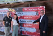 Das bietet die Sommerbühne am Stadthallenteich in diesem Jahr Matthias Stamm, Christina Vaupel und Harald Filip präsentieren das Programm des Sommertheaters, Bild: Stadt Ratingen