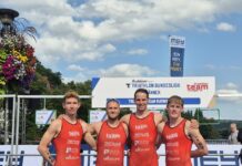 Ratingen mischt Bundesliga-Spitze auf Teamfoto: TTR 08, v.l.: Leon Vollstedt, Eric Müller, Jonas Hauser, Jack Bowley