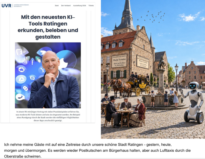 KI Reise durch Ratingen KI Reise durch Ratingen, Teilweise KI erzeugt, Bild: www.uk-services.de